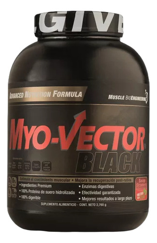 Proteína Myo Vector Black 2760 g. (6 Lbs) 60 Porciones Sabor Fresa