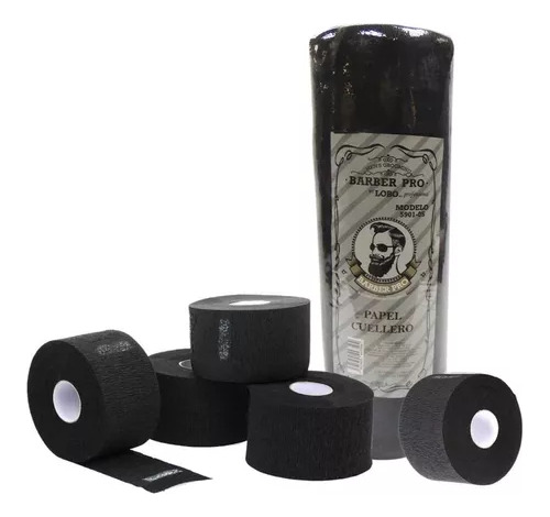 Rollo Papel De Cuello Para Peluquería Barbería Negro X 5