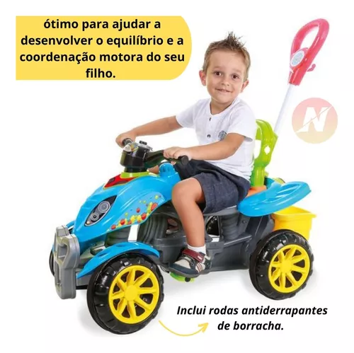 Triciclo Motoca Velotrol Infantil Para Menino e Menina Motoquinha 3 Rodas  com Pedal e com Triciclo com Empurrador Tico-Tico