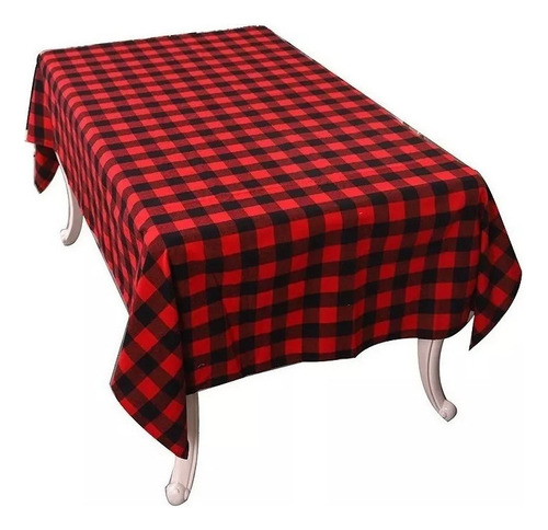 Decoración De Mesa De Mantel A Cuadros Negro Rojo Navideño