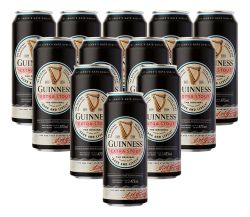 Cerveza Guinness Extra Stout 473cc X 12