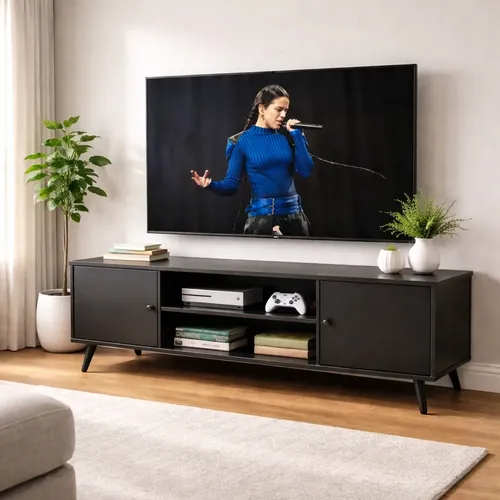 Mueble Para Tv Centro De Entretenimiento Moderno Negro Negro