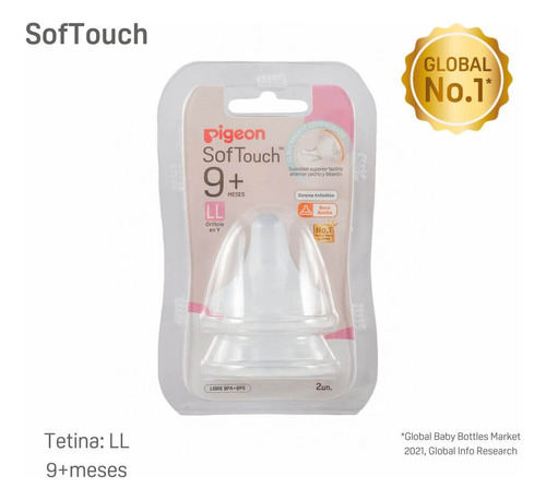 Tetina Repuesto Softouch Pigeon Ll 2 Unids SofTouch Cuello Ancho 80830