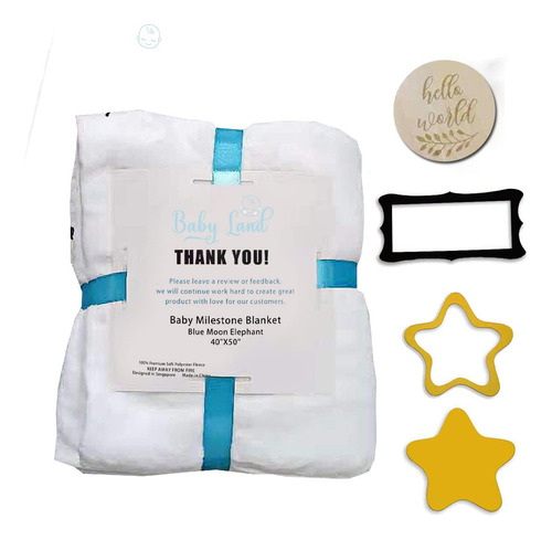 Baby Milestone Blanket Boy And Girl- Elephant And Moon Desig