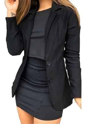 Maxi Blazer Feminino Longo Acinturado Sem Forro Bengaline