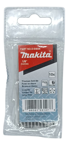 Juego De Brocas Hss-tin 1/8 X 2-3/4 10 Piezas Makita D64836