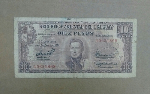 Billete 10 Pesos Uruguayos / Ley 1939 / Serie C