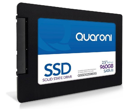Unidad de Estado Sólido SSD Quaroni Capacidad  de 960GB Con Lectura Secuencial 550 Mbs Escritura Secuencial 490 Mbs en Color Negro Modelo QSSDD960