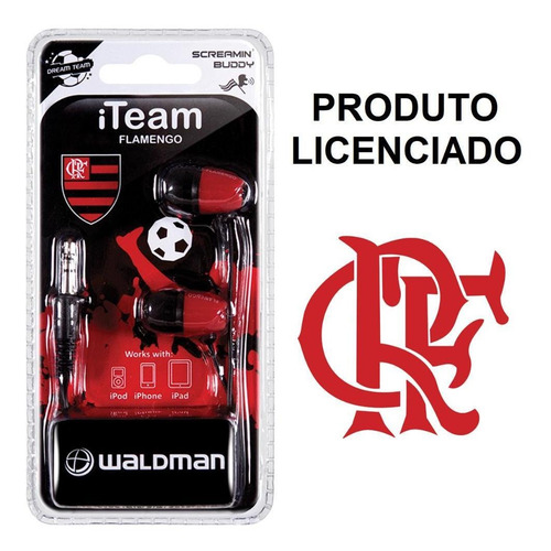 Fone De Ouvido Flamengo Intra Auricular Waldman Sb-10/fla