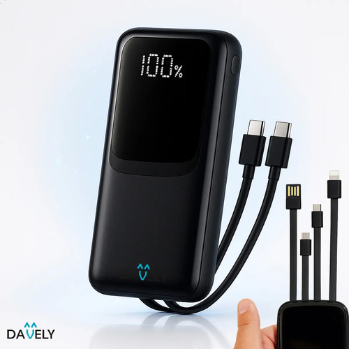 Power Bank 20.000mAh 22.5W Carga Rápida Com Display Digital Carregador Portátil Carga Rápida Premium Compatível Com Todos Os Celulares Iphone Android IOS apple xiaomi LG Samsung Motorola -Marca Davely