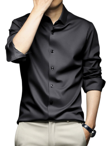 Camisa Seda De Refrescado Formal Lindo Para Hombres