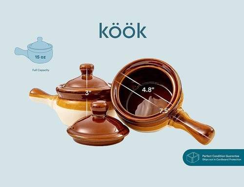 Juego De 4 Cuencos De Sopa Francesa Cerámica Con Asa 443 Ml