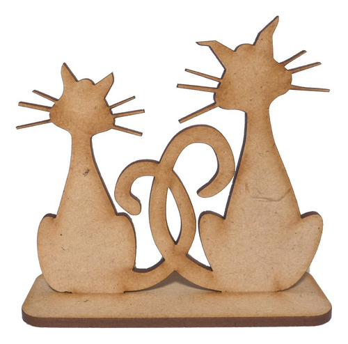 Pareja De Gatos Enamorados 8 Cm - Fibrofacil - X 10 Unidades