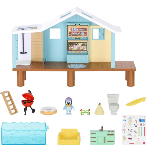 Bluey Set 4 Figuras Bluey Casa En La Playa 15 Piezas 2023