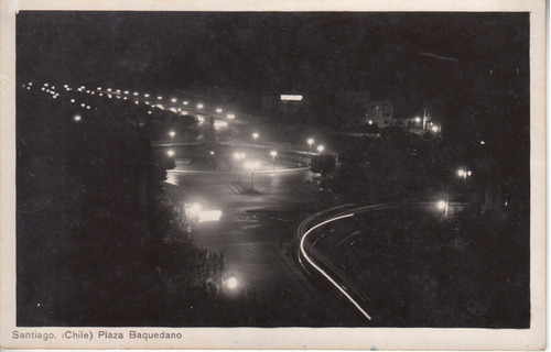 1940 Postal Santiago De Chile Foto Nocturna Plaza Baquedano