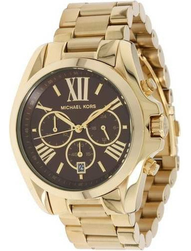 Relógio Michael Kors Unissex Mk5502 Dourado Gold Brown 43mm