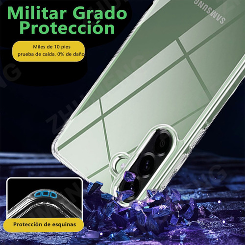 5 Kit Funda Transparente Para Samsung Galaxy A56 5G con 2 Protector Pantalla y Protector Lente Cámara y Soporte,Carcasa Trasera Protectora Transparente,Antiamarilleo TPU + PC,Bumper Shock-Absorción