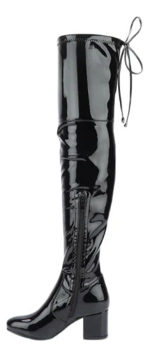 Bota Extra Larga Stretch Yaeli Charol Tacón 6.5cm
