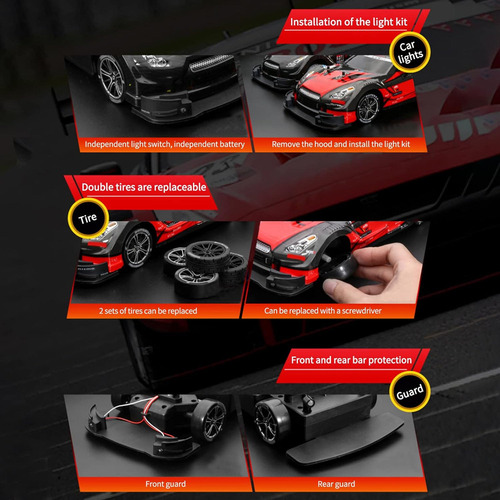 Profesional Coche Drift Rc 1/16 Luz Led Coche Control Remoto