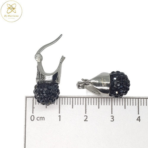 Imagen 4 de 5 de Aros Acero Lady Di Bola De Fuego Negra 10mm