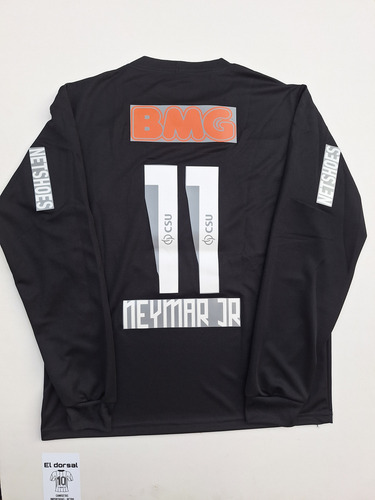 Camiseta Santos Negra Neymar 2011 Retro Manga Larga