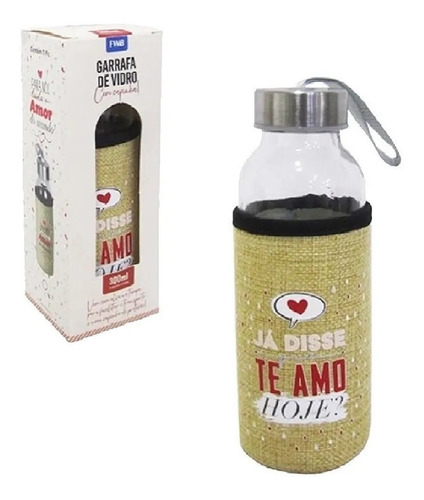 Imagem 2 de 6 de Garrafa De Vidro C/ Alça 300ml Academia Não Vaza Capa Brinde