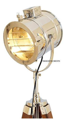 Thor Vintage Stage Searchlight Trípode De Madera Stand Busca