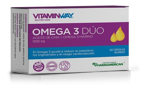 Omega 3 Duo 60caps Vitaminway Reduccion De Colesterol