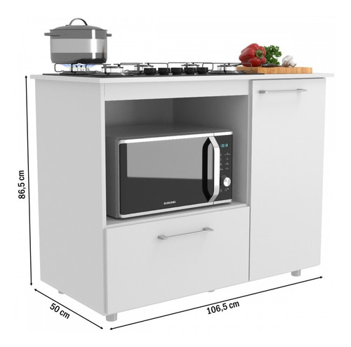 Balcão De Cozinha Para Cooktop Bigger 2 Portas Branco