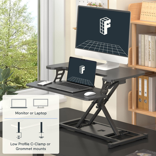 Convertidor De Escritorio Flexispot 28 Pulgadas Ajustable Negro