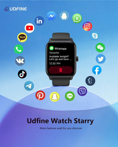 Smartwatch Reloj Udfine Starry Alexa Llamadas Spo2 Natacion Negro