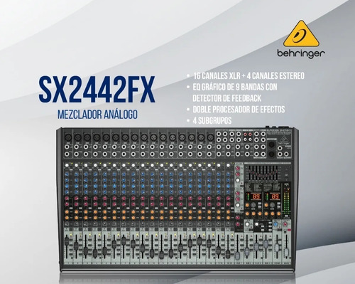 Imagen 2 de 3 de Behringer Sx2442fx Mezclador Behringer 20 Can Mixer Analogo