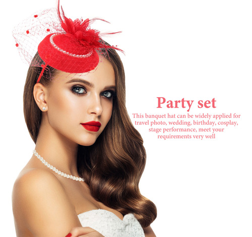 1 Juego De Guantes Fascinator Hat, Velo, Malla, Diadema Y Pe