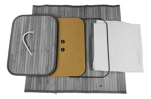 Imagen 4 de 6 de Cesto Bambú 72 Lt Canasto Organizador P/ Ropa Con Funda Tela