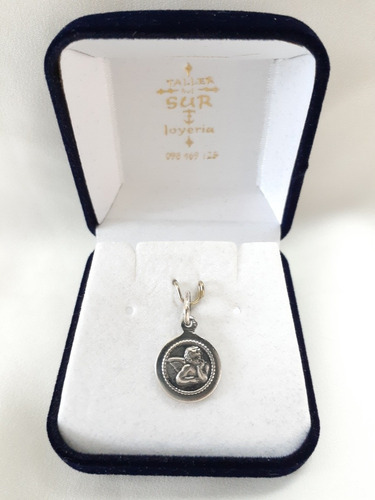 Medalla Religiosa Angelito Rafael  En Plata 925 (12mm)