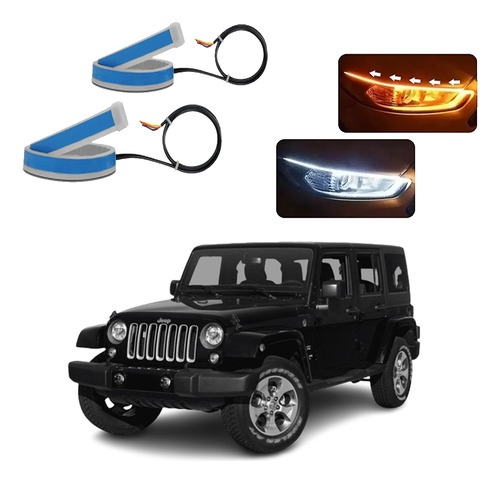 Kit Fitas Led Drl Farol+ Seta 12v 45cm Jeep Wrangler Jl 2023