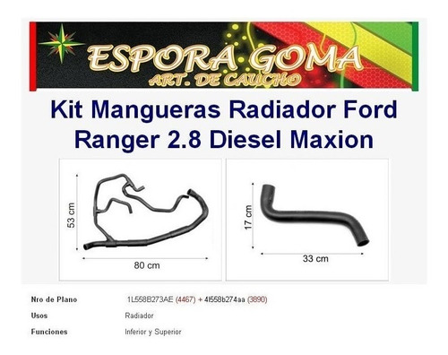 Kit Mangueras Radiador Ford Ranger 2.8 Diesel Maxion