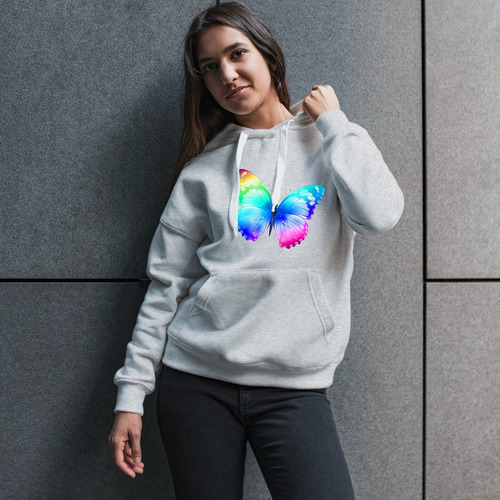 Buzo Canguro Gris Mariposa Hombre Mujer Niños Modal Premium