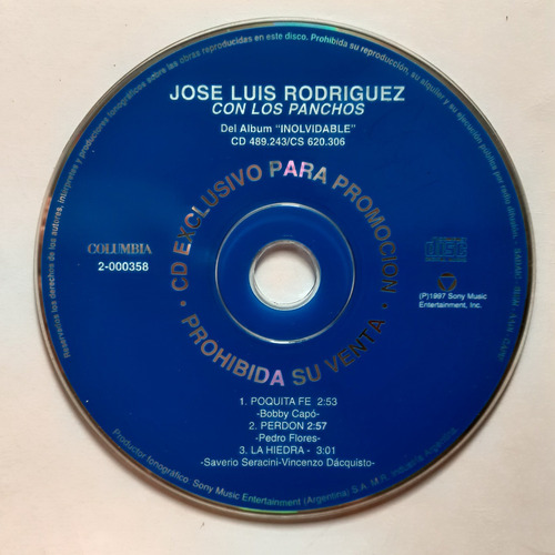 Cd Original Promo - Jose Luis Rodriguez Con Los Panchos