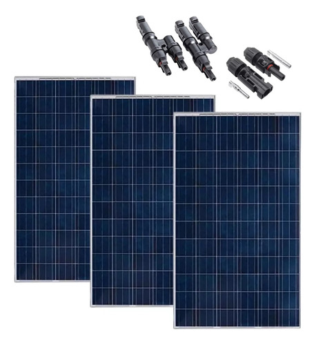 Painel Solar 100w Fotovoltaico Resun 3 Unidades + Conectores