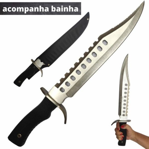 Facão Esportivo Militar Rambo Caça Aço Inox Resistente