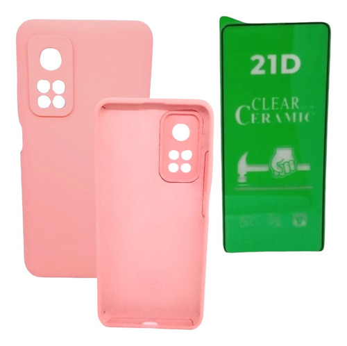 Silicone Case Para Xiaomi Mi 10t- 10t Pro Y Vidrio Ceramico