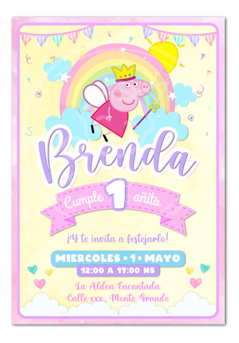 Invitacion Digital Tarjeta De Cumpleaños Peppa Pig Hada