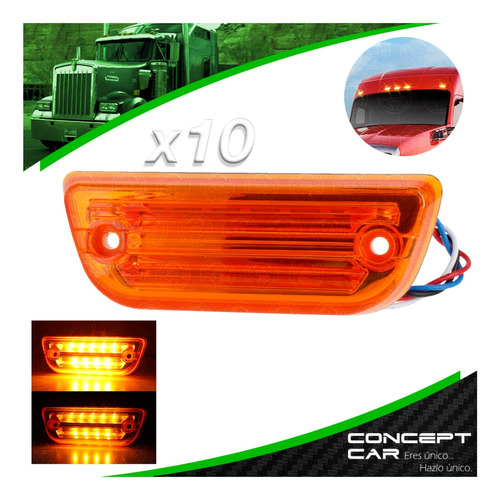 10 Plafon 9 Led Lateral Kenworth Kw T680 3 Funciones Camion