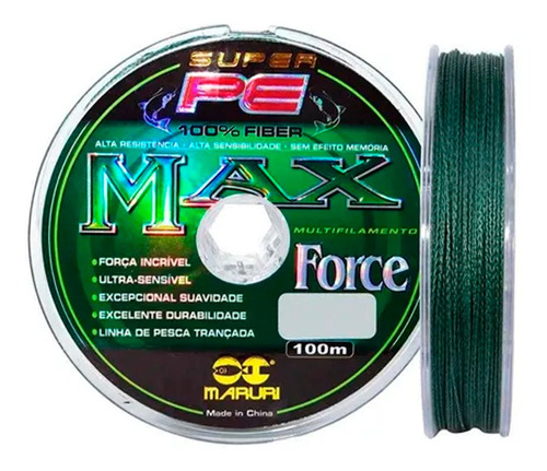 Linha de pesca Maruri Linha de Pesca Multifilamento Maruri Max Force 4X Verde 0.45mm 58 Lb 100m verde