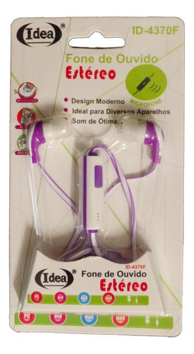 Fone De Ouvido In-ear Idea Super Bass Com Microfone Roxo