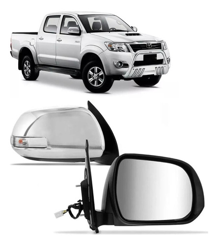 Par Retrovisor Hilux 2012 Á 2015 Eletrico Capa Cromada Pisca