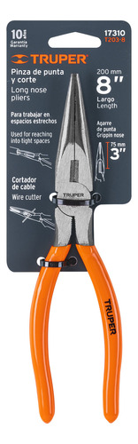 Pinza De Punta Y Corte 8 Mango Pvc Truper 17310
