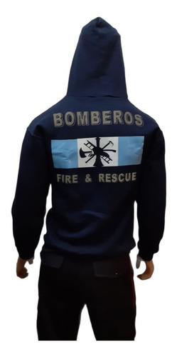 Campera Azul De Algodón Estampada 4 - Bomberos - Piscue