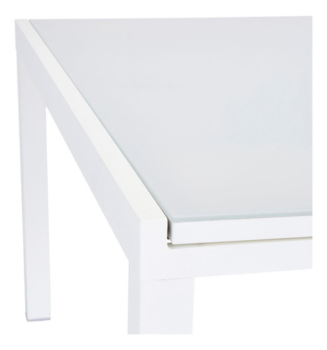 Mesa De Jardín Extensible De Aluminio Y Cristal Duradera Color Blanco